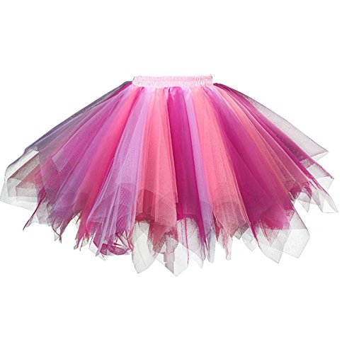 Karneval Erwachsene Damen 80's Tüllrock Tütü Röcke Tüll Petticoat Tutu Violett/Rosa von BIFINI