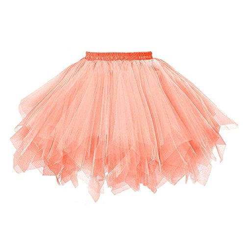 Karneval Erwachsene Damen 80's übergröße Tüllrock Tütü Röcke Tüll Petticoat Tutu Orange von BIFINI