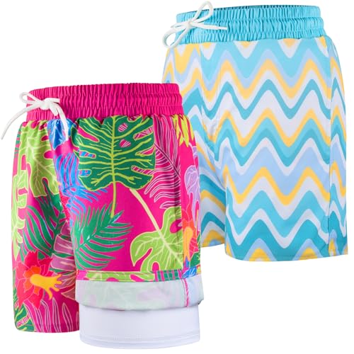 BIG ELEPHANT 2er-Pack Jungen Schwimmshorts mit Kompressionsfutter, UPF 50+ UV-Schutz, Schnell Trocknend, Bequeme Badeshorts für Kinder von BIG ELEPHANT