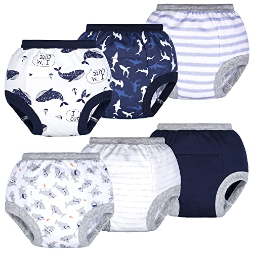 BIG ELEPHANT Baby-Jungen, 6er-Pack Kleinkind-Töpfchen-Trainingshose, 100% Baumwolle, wasserdichte Unterhose, 2T von BIG ELEPHANT