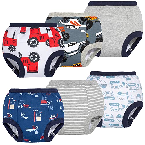 BIG ELEPHANT Baby-Jungen, 6er-Pack Kleinkind-Töpfchen-Trainingshose, 100% Baumwolle, wasserdichte Unterhose, 2T von BIG ELEPHANT