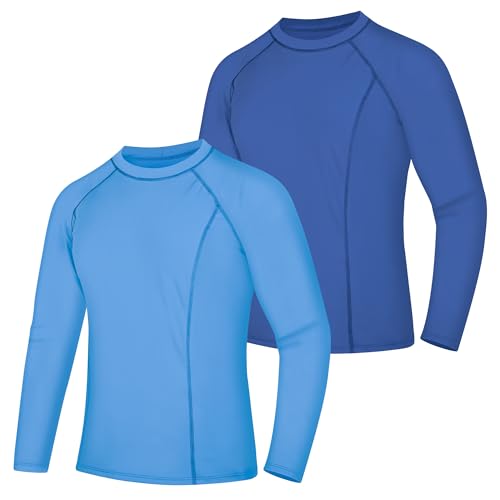 BIG ELEPHANT Herren Rashguards 2er Pack – Langarm Schwimmshirts mit UV-Schutz UPF 50+, schnelltrocknend und atmungsaktiv für Wassersport, Surfen und Outdoor von BIG ELEPHANT