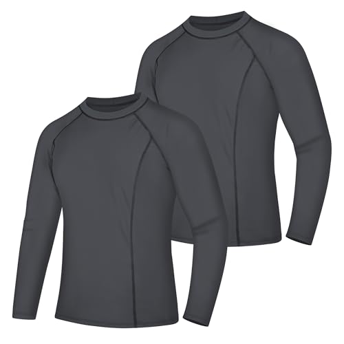 BIG ELEPHANT Herren Rashguards 2er Pack – Langarm Schwimmshirts mit UV-Schutz UPF 50+, schnelltrocknend und atmungsaktiv für Wassersport, Surfen und Outdoor von BIG ELEPHANT
