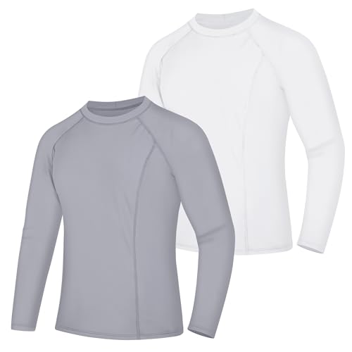 BIG ELEPHANT Herren Rashguards 2er Pack – Langarm Schwimmshirts mit UV-Schutz UPF 50+, schnelltrocknend und atmungsaktiv für Wassersport, Surfen und Outdoor von BIG ELEPHANT
