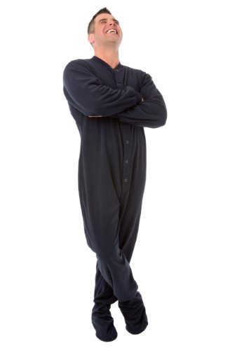 BIG FEET PAJAMA CO. Marineblau Fleece erwachsen Onesie Fuß Pyjamas mit Butt Flap hinteren Klappe für Männer & Frauen von BIG FEET PAJAMA CO.