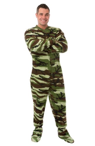 BIG FEET PAJAMA CO. PJs tarnen Micro-Polar-Fleece Adult Footed Schlafanzüge Mittel Grüne Camouflage von BIG FEET PAJAMA CO.
