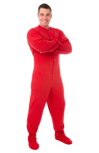 BIG FEET PAJAMA CO. Rot Fleece erwachsen Onesie Fuß Pyjamas für Männer & Frauen von BIG FEET PAJAMA CO.