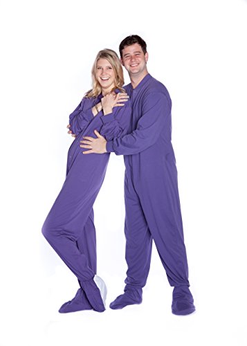 BIG FEET PAJAMA CO. Violett Baumwolle gestrickt Erwachsene Onesie Fuß Pyjamas mit Butt Flap hinteren Klappe für Männer & Frauen von BIG FEET PAJAMA CO.