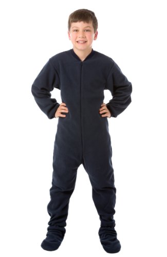 Big Feet Pyjama Co PJs Junior Fleece Footed Schlafanzüge M 10/12 Navy-blau von BIG FEET PAJAMA CO.