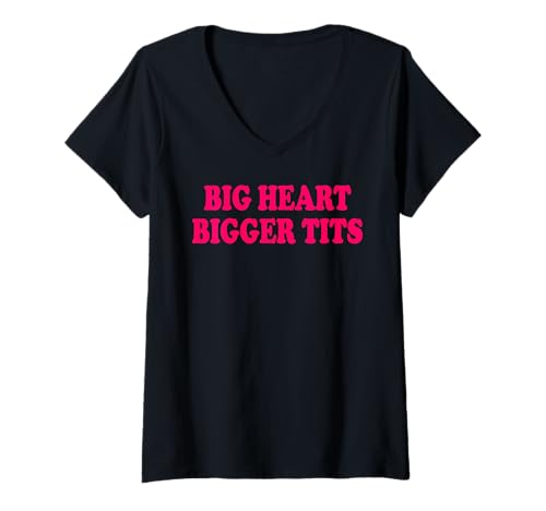 Damen BIG HEART BIGGER TITS T-Shirt mit V-Ausschnitt Damen BIG HEART BIGGER TITS T-Shirt mit V-Ausschnitt von BIG HEART BIGGER TITS