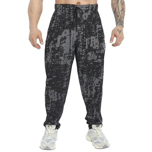 BIG SAM SPORTSWEAR COMPANY Baggy Sweatpants für Herren mit Taschen, Komfort-Design, Bodybuilding, Muskelhose, Schwarz, Groß von BIG SAM SPORTSWEAR COMPANY