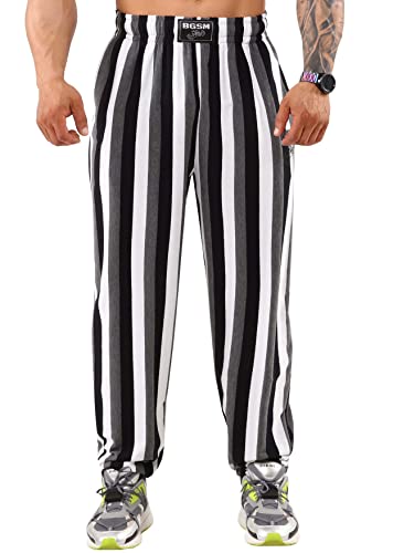 BIG SAM SPORTSWEAR COMPANY Herren Baggy Pants Loose Fit Streifen Gym Workout Sweatpants mit Taschen, Weiß, Groß BIG SAM SPORTSWEAR COMPANY Herren Baggy Pants Loose Fit Streifen Gym Workout Sweatpants mit Taschen, Weiß, Groß von BIG SAM SPORTSWEAR COMPANY