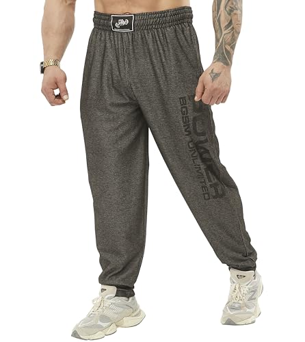 BIG SAM SPORTSWEAR COMPANY Herren Baggy Sweatpants mit Taschen, Oldschool Loose Fit Gym Pants, Anthrazit, Groß von BIG SAM SPORTSWEAR COMPANY