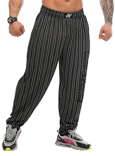 Big SAM Sportswear Company Herren Baggy Sweatpants mit Taschen, Oldschool Loose Fit Gym Pants, Schwarz, Klein von BIG SAM SPORTSWEAR COMPANY