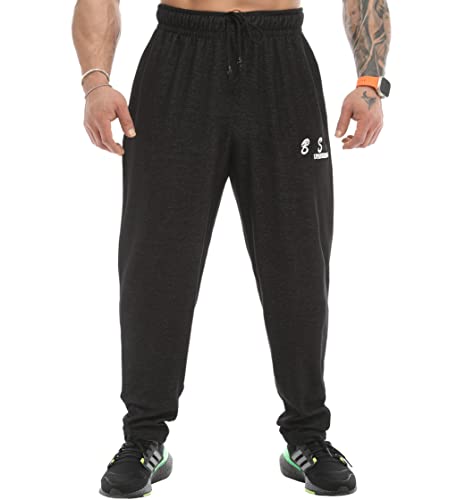 BIG SAM SPORTSWEAR COMPANY Herren Baggy Sweatpants mit Taschen, Oldschool Loose Fit Gym Pants, Schwarz-Schwarz, Groß von BIG SAM SPORTSWEAR COMPANY