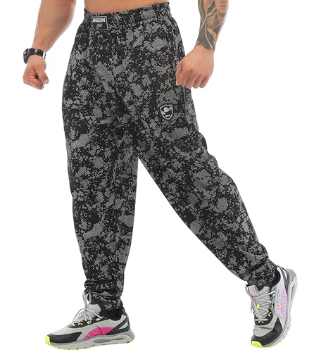 BIG SAM SPORTSWEAR COMPANY Herren Baggy Sweatpants mit Taschen, Oldschool Loose Fit Gym Pants, Technic Camouflage, 3XL von BIG SAM SPORTSWEAR COMPANY