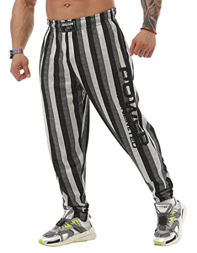 BIG SAM SPORTSWEAR COMPANY Herren Baggy Sweatpants mit Taschen, Oversize Gestreifte Oldschool Trainingshose, Bedruckt, Mittel von BIG SAM SPORTSWEAR COMPANY