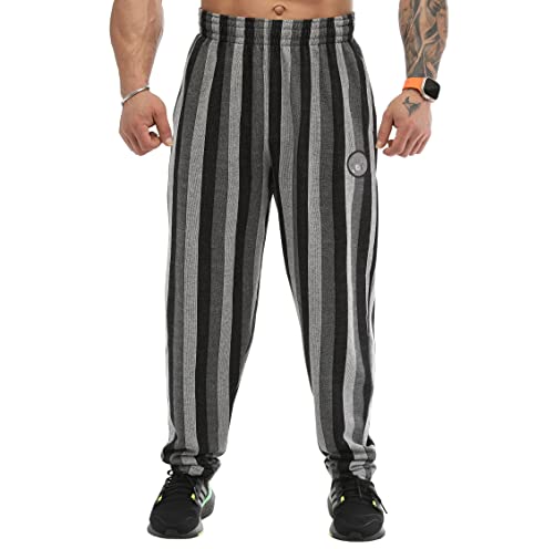 BIG SAM SPORTSWEAR COMPANY Herren Baggy Sweatpants mit Taschen Oversize Streifen Oldschool Trainingshose, Unbedruckt, Mittel von BIG SAM SPORTSWEAR COMPANY
