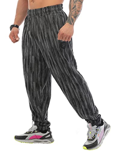 BIG SAM SPORTSWEAR COMPANY Herren Baggy Towel Sweatpants mit Taschen, Active Gym Trainingshose, schwarz, 3XL von BIG SAM SPORTSWEAR COMPANY