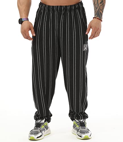 BIG SAM SPORTSWEAR COMPANY Herren Kettenmuster Baggy Workout Sweatpants, schwarz, Klein von BIG SAM SPORTSWEAR COMPANY