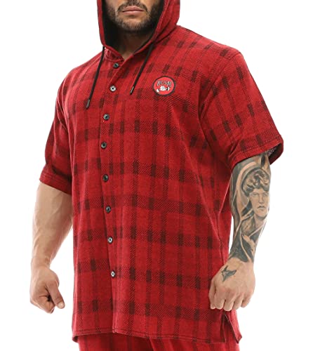 BIG SAM SPORTSWEAR COMPANY Herren Oversize Hooded Active Shirt, rot, XX-Large von BIG SAM SPORTSWEAR COMPANY