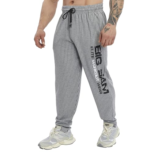 BIG SAM SPORTSWEAR COMPANY Herren-Sweathose, lockere Passform, Baumwolle, Baggy-Hose, Grau-Elite, Groß von BIG SAM SPORTSWEAR COMPANY