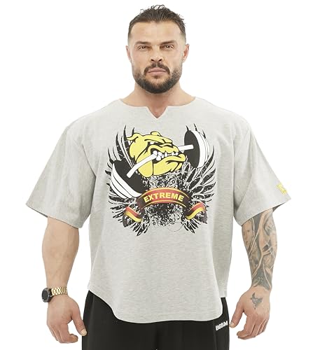 Herren Oversize Gym Lifestyle T-Shirt Dicke Textur Baumwolle Komfort Design Performance Top, GRAU, L von BIG SAM SPORTSWEAR COMPANY