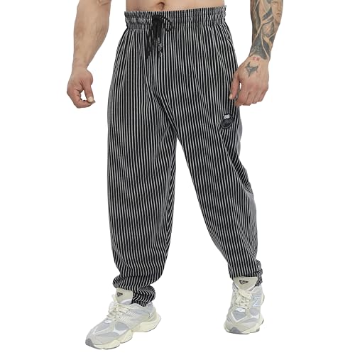 Herren-Sweathose mit lockerer Passform und Reißverschlusstaschen, dicker und weicher Stoff, Schwarz, XXL von BIG SAM SPORTSWEAR COMPANY