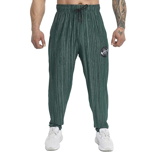 Herren-Jogginghose mit lockerer Passform, elastischer Bund, flexible Baggy-Workout-Trainingshose, Grün , Groß von BIG SAM SPORTSWEAR COMPANY