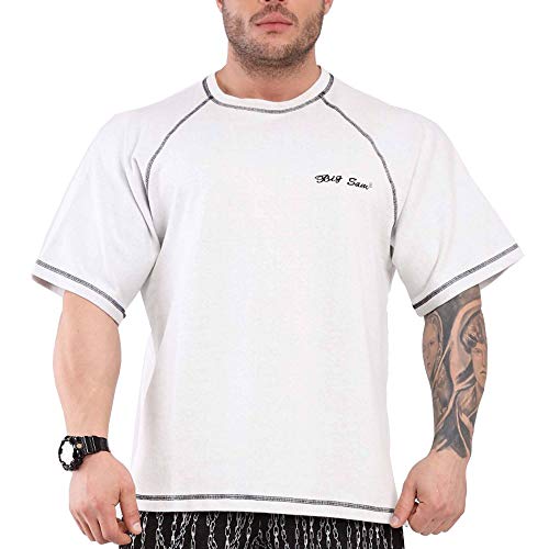 Big SM Sportswear MUSCLEWEAR Ragtop Rag Top Gym Fitness Sport T-Shirt Fitness Bodybuilding Herren halbarm 3079 beige XXL von BIG SM EXTREME SPORTSWEAR