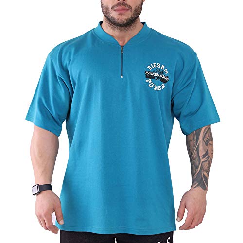 Big SM Sportswear MUSCLEWEAR Ragtop Rag Top Gym Fitness Sport T-Shirt Fitness Bodybuilding Herren halbarm 3120 blau XXL von BIG SM EXTREME SPORTSWEAR