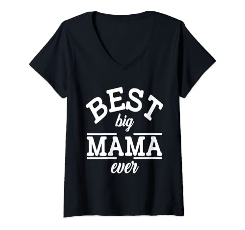 Damen Best Big Mama Ever Muttertagsgeschenk T-Shirt T-Shirt mit V-Ausschnitt von BIG