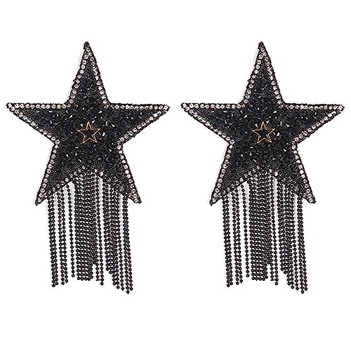 BIGFOX Nipple Cover Star Erotische Selbstklebende Nippelpads Ultra Dünne Damen Wiederverwendbare & Waschbare Nippelabdeckungen mit Strasssteinen und Quasten Schwarz BIGFOX Nipple Cover Star Erotische Selbstklebende Nippelpads Ultra Dünne Damen Wiederverwendbare & Waschbare Nippelabdeckungen mit Strasssteinen und Quasten Schwarz von BIGFOX