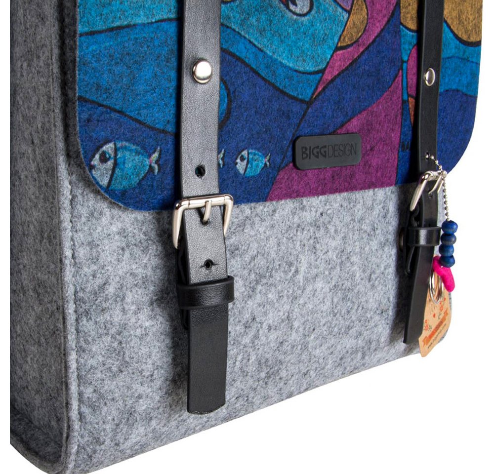 BIGGDESIGN Schulrucksack Biggdesign Owl and City Rucksack aus Filz, Tagesrucksack für Jeden Anl von BIGGDESIGN