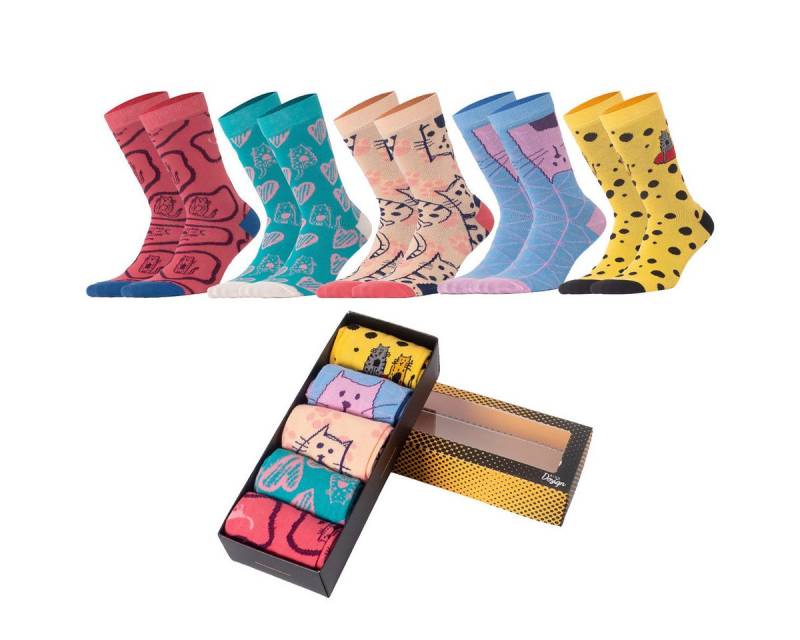BIGGDESIGN Socken Biggdesign Cats Damen Socken Set Größe 36-40 5er Pack (1-Paar) von BIGGDESIGN