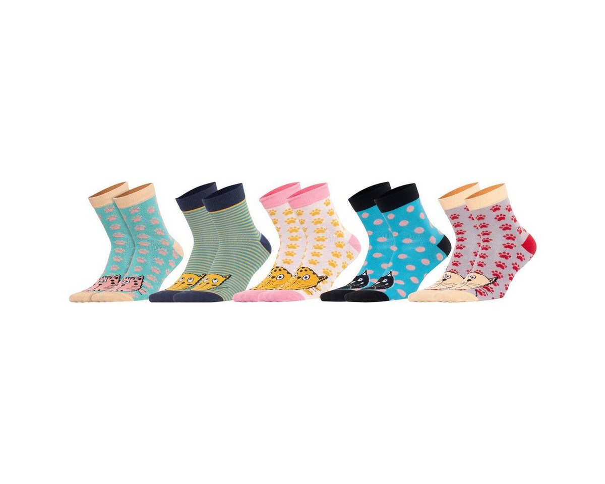 BIGGDESIGN Socken Biggdesign Cats Damen Socken Set Größe 36-40 5er Pack (1-Paar) von BIGGDESIGN