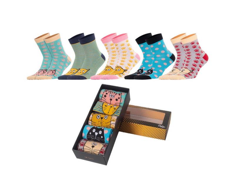 BIGGDESIGN Socken Biggdesign Cats Damen Socken Set Größe 36-40 5er Pack (1-Paar) von BIGGDESIGN