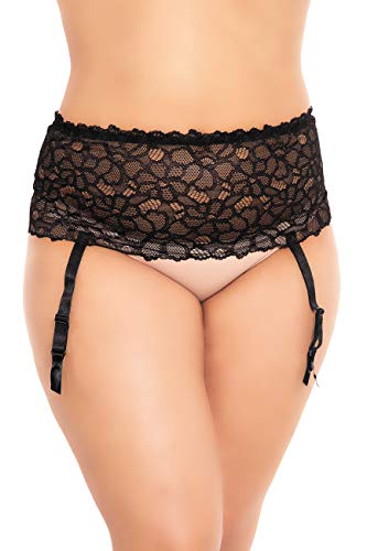 BIGGI BIG Flowers Spitze Strumpfgürtel Strapsgürtel Strumpfhalter Strapshalter-schwarz-48-50 von BIGGI BIG