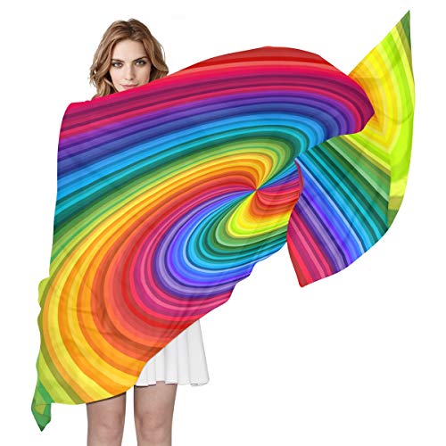 BIGJOKE Regenbogenfarbener Seidenschal für Damen, Mädchen, Herren von BIGJOKE