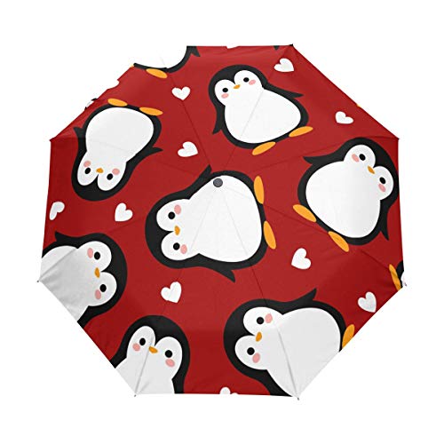 BIGJOKE Regenschirm mit niedlichem Pinguin-Muster, winddicht, leicht, kompakt, für Jungen, Mädchen, Männer und Frauen von BIGJOKE