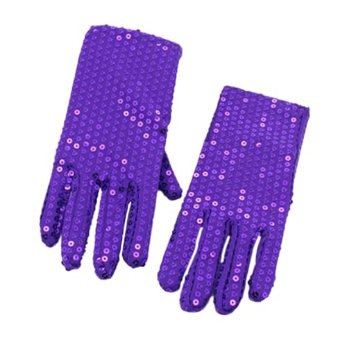 BIGULA Glänzende Pailletten Handschuhe für Kinder leichte Vollfinger Handschuhe Gesangshandschuhe Weihnachtsfeier glänzende Tanzhandschuhe von BIGULA