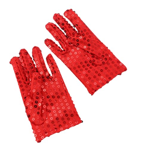 BIGULA Glänzende Pailletten Handschuhe für Kinder leichte Vollfinger Handschuhe Gesangshandschuhe Weihnachtsfeier glänzende Tanzhandschuhe von BIGULA