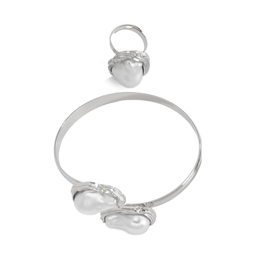 BIGULA Mehrzweck-Armband im französischen Barockstil, unregelmäßige Imitationsperlen und -Armband für trendige Frauen, eleganter Schmuck, 6cm/2.36inch,1.9cm/0.75inch, Eisen + Legierung + BIGULA Mehrzweck-Armband im französischen Barockstil, unregelmäßige Imitationsperlen und -Armband für trendige Frauen, eleganter Schmuck, 6cm/2.36inch,1.9cm/0.75inch, Eisen + Legierung + von BIGULA