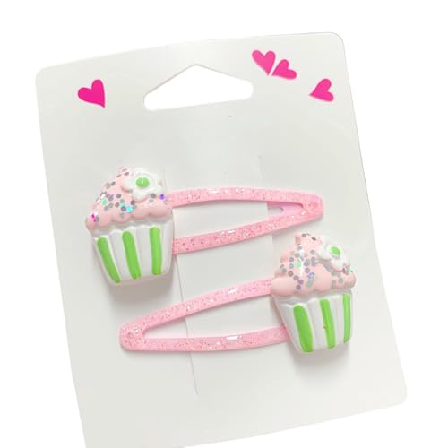 Glitzer-Haarspange mit Blumen- und Kuchen-Designs, Haarnadel, Cartoon, Kinder-Haarschmuck für Mädchen, für den täglichen Gebrauch, 2 Stück von BIGULA