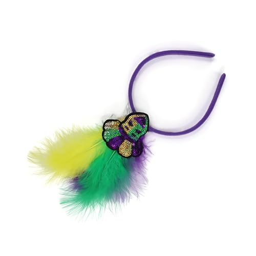 Mardi Gras Stirnband für Damen mit Pailletten und Federn zarte Stirnbänder rutschfeste Stirnbänder süße Mädchen Ballzubehör von BIGULA