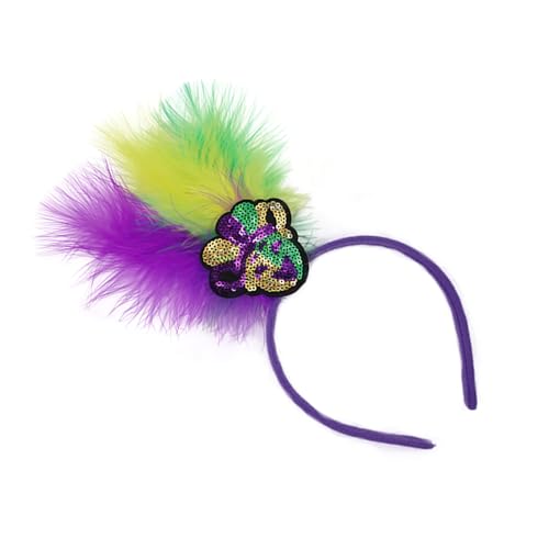 Mardi Gras Stirnband für Damen mit Pailletten und Federn zarte Stirnbänder rutschfeste Stirnbänder süße Mädchen Ballzubehör von BIGULA