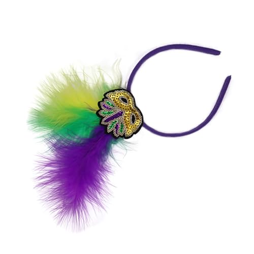 Mardi Gras Stirnband für Damen mit Pailletten und Federn zarte Stirnbänder rutschfeste Stirnbänder süße Mädchen Ballzubehör von BIGULA