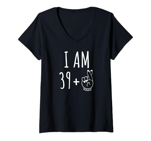 Damen Ich bin 39 + 2 Lustiger 41. Geburtstag 41 Jahre alt T-Shirt mit V-Ausschnitt von BIGUPDESIGNS! Birthday