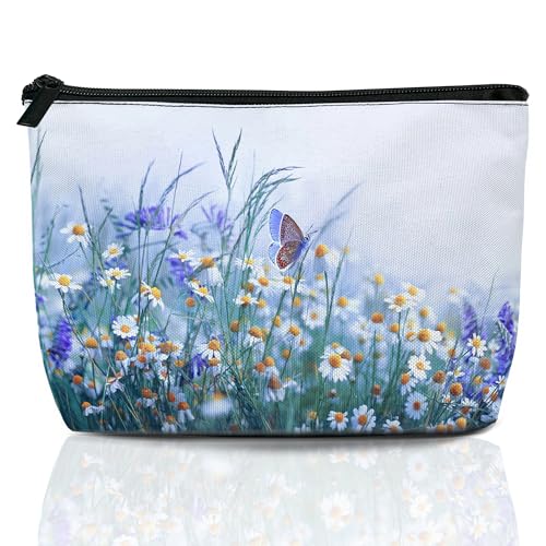 BIGXIUKA Make-up-Tasche mit süßem Panda-Motiv, tragbar, grüne Blätter, Reise-Kulturbeutel, Organizer, Make-up-Pinsel, ästhetisches Zubehör, wasserdichte Aufbewahrungstaschen, Schwarz / Weiß, Violette von BIGXIUKA