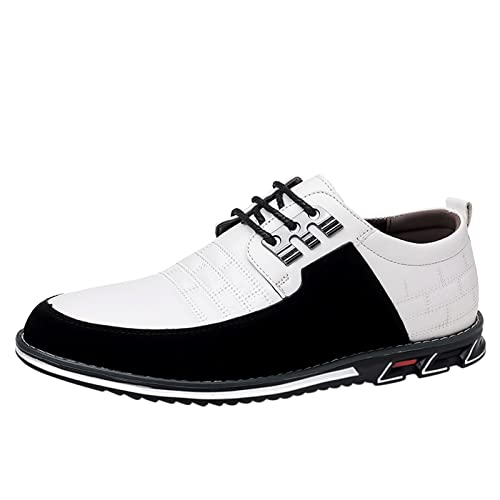Anzugschuhe Herren Schwarz Weiß Smokingschuhe Loafers Businessschuhe Herrenschuhe Derby Oxford Hochzeit Schuhe Schnürschuh Lederschuhe Formal Shoes Klassischer Lackschuhe von BIISDOST